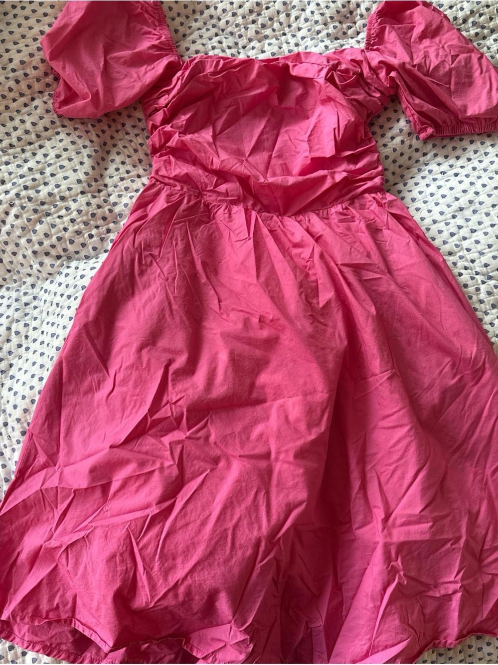 Hot Pink Puff-Sleeve Dress